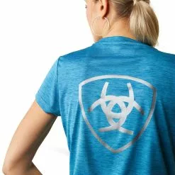 Ariat® Ladies Laguna Logo Baselayer Peacock Blue T-Shirt 10043432 -Wildwest Store S23 WMS WEST 10043432 detail02