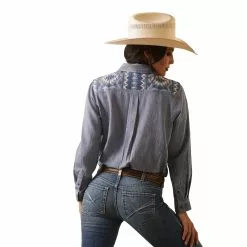 Ariat® Ladies R.E.A.L Billie Jean Embroidered Chambray Shirt 10043451 2 Ariat® Ladies R.E.A.L Billie Jean Embroidered Chambray Shirt 10043451 -Wildwest Store S23 WMS WEST 10043451 back