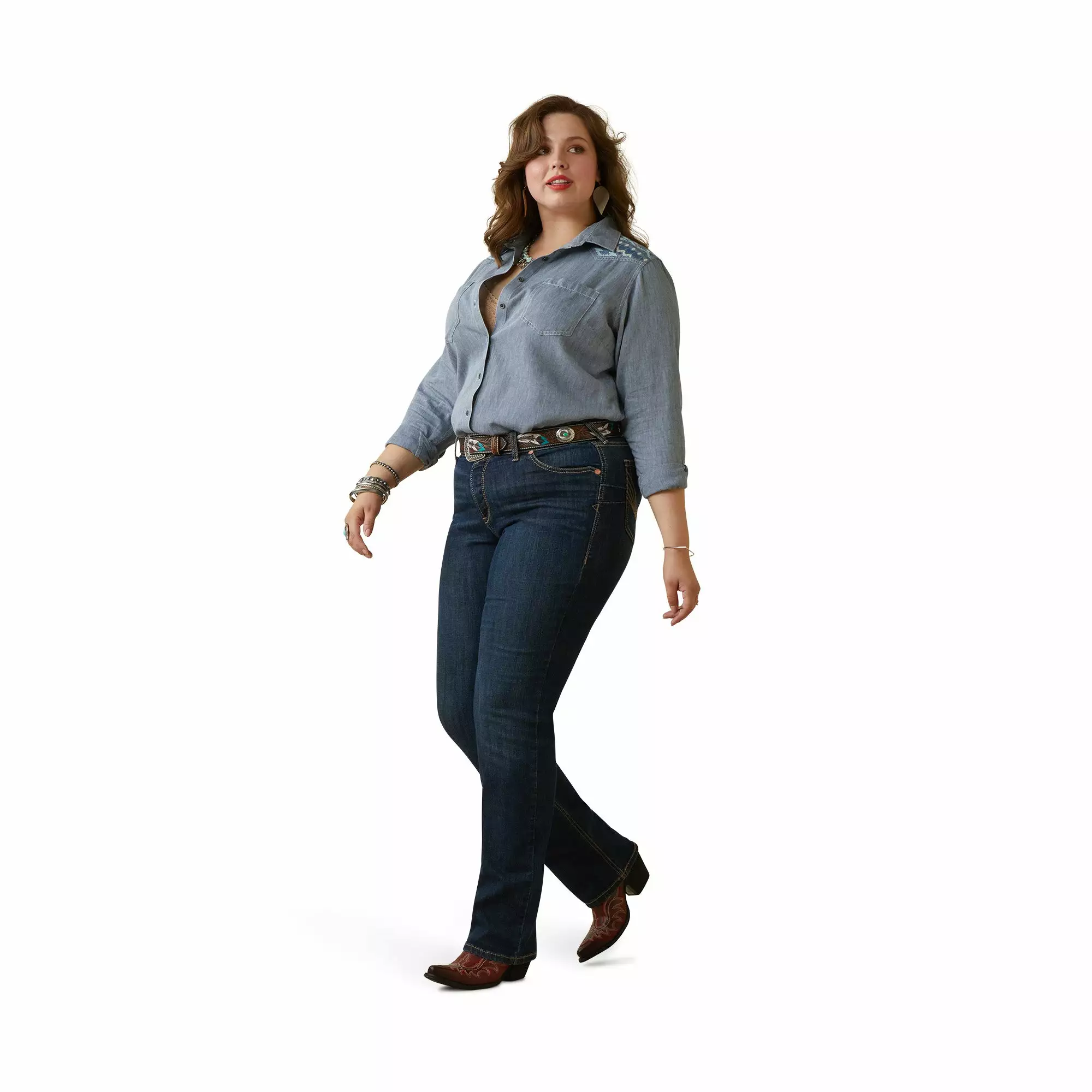 Ariat® Ladies R.E.A.L Billie Jean Embroidered Chambray Shirt 10043451 Ariat® Ladies R.E.A.L Billie Jean Embroidered Chambray Shirt 10043451 -Wildwest Store S23 WMS WEST 10043451 full plus