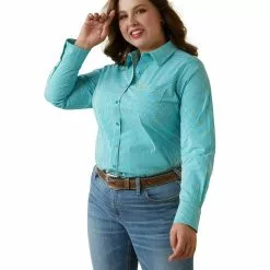 Ariat® Ladies Wrinkle Resist Kirby Susanna Check Stretch Shirt 10043476 -Wildwest Store S23 WMS WEST 10043476 front plus