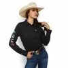 Ariat Ladies R.E.A.L Mexico Flag Graphic Black Button Down Shirt 10043552 -Wildwest Store S23 WMS WEST 10043552 front