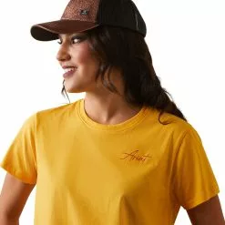 Ariat® Ladies R.E.A.L.™ Cool Cow Yolk Yellow T-Shirt 10043812 -Wildwest Store S23 WMS WEST 10043812 detail01