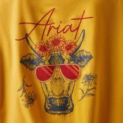 Ariat® Ladies R.E.A.L.™ Cool Cow Yolk Yellow T-Shirt 10043812 -Wildwest Store S23 WMS WEST 10043812 detail02