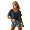 Ariat® Ladies Flowy Francesca Deep Petroleum Blue T-Shirt 10043882 -Wildwest Store S23 WMS WEST 10043882 detail03