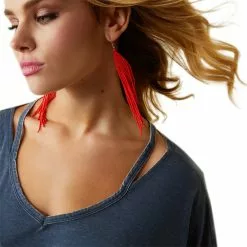 Ariat® Ladies Flowy Francesca Deep Petroleum Blue T-Shirt 10043882 -Wildwest Store S23 WMS WEST 10043882 detail06