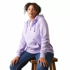 Ariat® Ladies Rebar Skill Set Lavender Heather 1/2 Zip Hoodie 10043547 6 Ariat® Ladies Rebar Skill Set Lavender Heather 1/2 Zip Hoodie 10043547 -Wildwest Store S23 WMS WORK 10043547 front plus