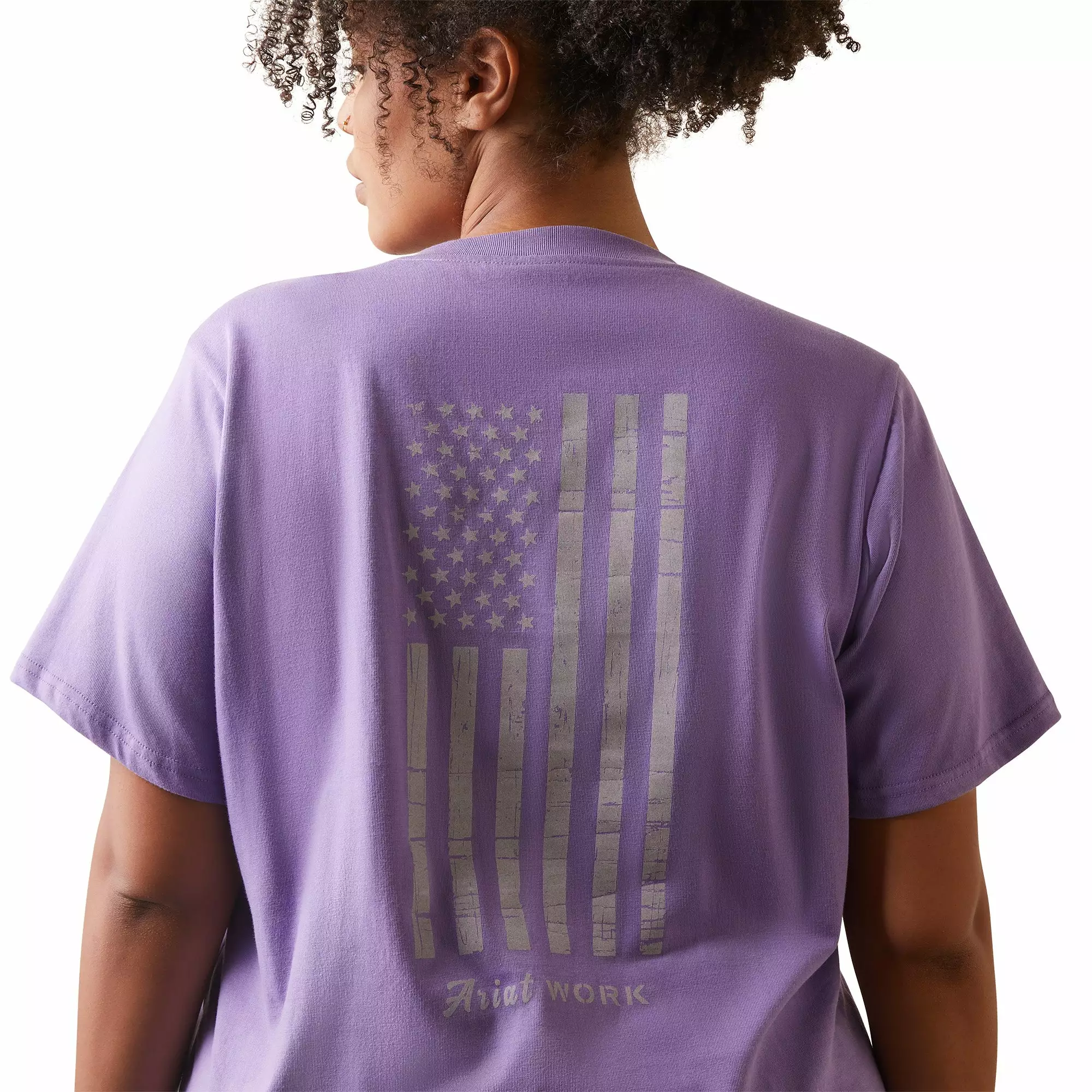 Ariat Ladies Rebar Cotton Reflective USA Flag Paisley Purple Graphic Tee 10043847 Ariat Ladies Rebar Cotton Reflective USA Flag Paisley Purple Graphic Tee 10043847 -Wildwest Store S23 WMS WORK 10043847 detail03 plus